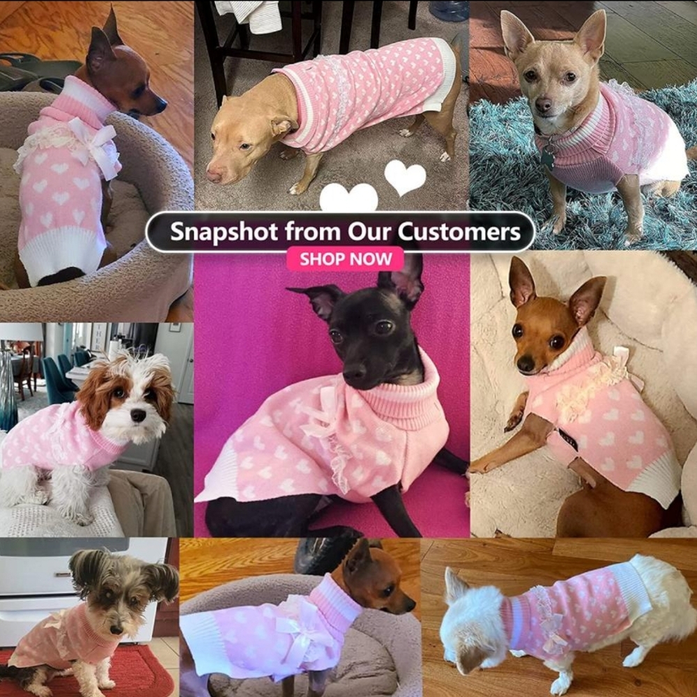 BRAND NEW ☆KYEESE Dog Sweater with Leash Hole for Large Dogs Turtleneck Pink
